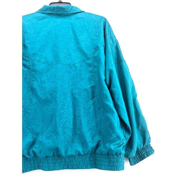 Vintage Lavon Silky Windbreaker Bomber Jacket Teal Quilted Size Medium - Picture 4 of 6